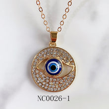 Load image into Gallery viewer, Stainless Steel Evil Eyes Pendant  Zircon Round Necklace NC0026