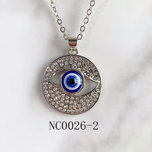 Load image into Gallery viewer, Stainless Steel Evil Eyes Pendant  Zircon Round Necklace NC0026