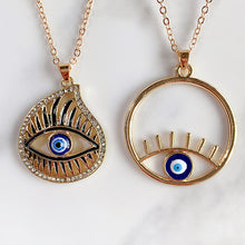 Load image into Gallery viewer, Stainless Steel Evil Eyes Pendant Zircon Drop Necklace NC0027