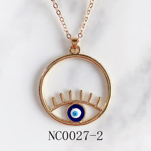 Load image into Gallery viewer, Stainless Steel Evil Eyes Pendant Zircon Drop Necklace NC0027