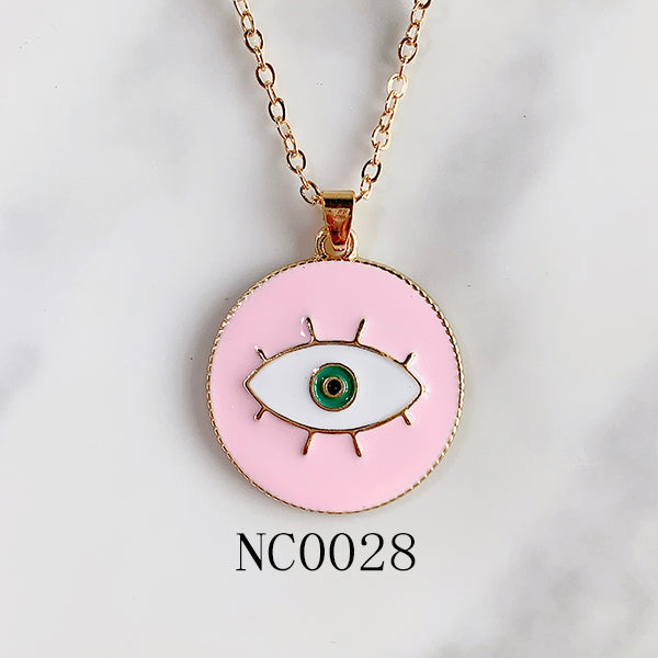 Stainless Steel Evil Eyes Pendant Enamel Necklace NC0028