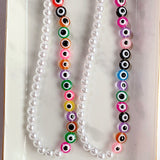 Resin Evil Eyes Imitation Pearl Necklace NC0030