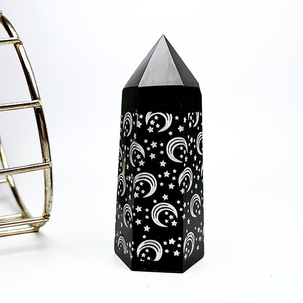 Beautiful Printed Obsidian Tower/Point