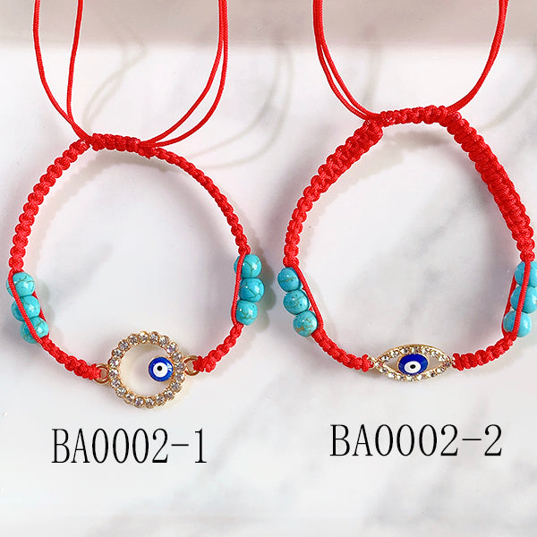 Stainless Steel Evil Eyes  Hand Knitting Zircon Adjustable Bracelet BA0002