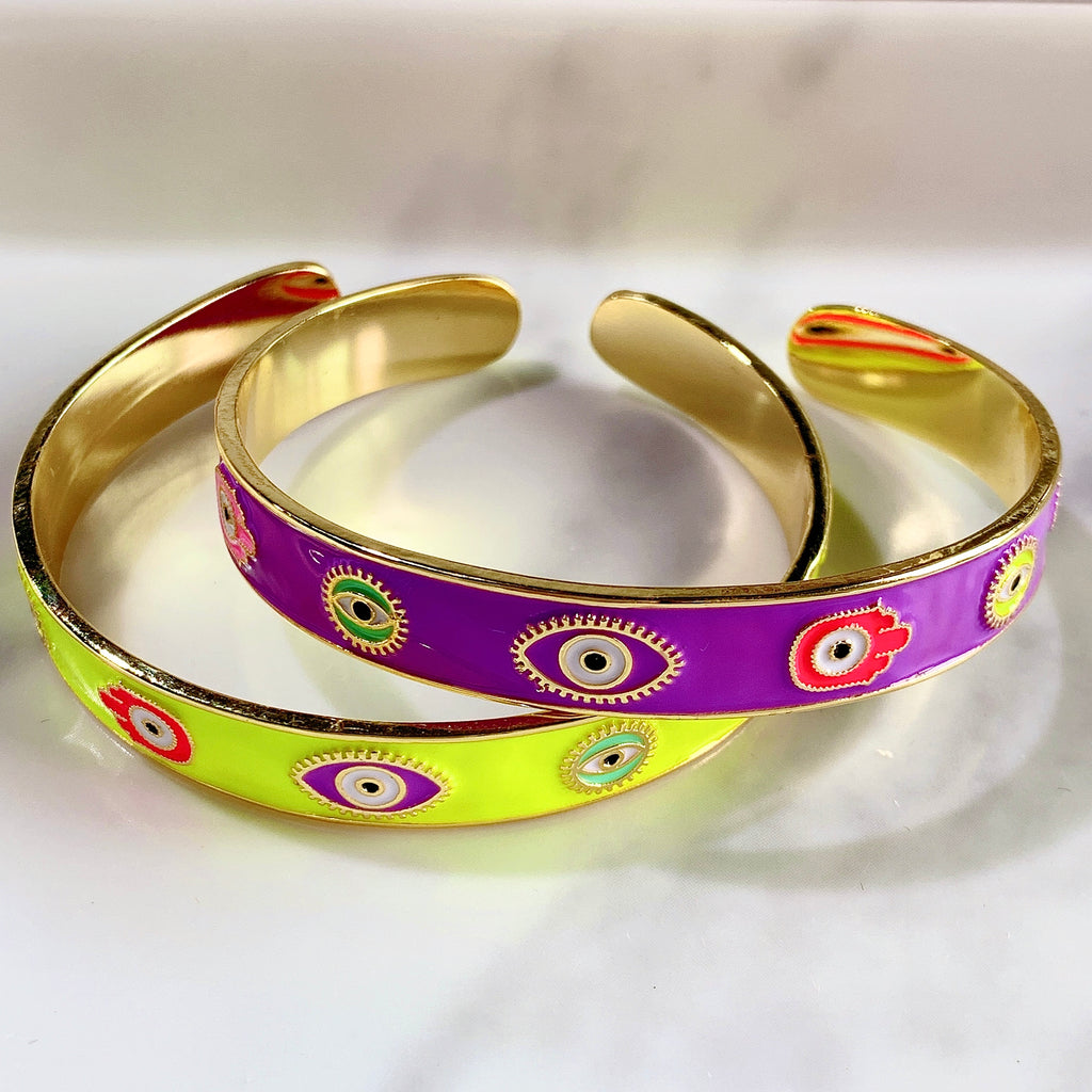 Stainless Steel Evil Eyes Enamel Bracelet BA0012-17