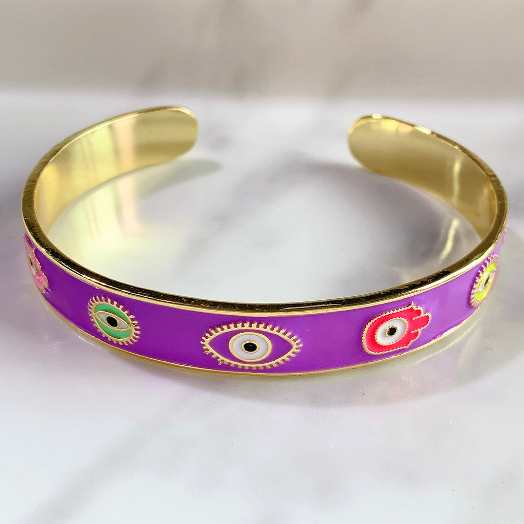 Stainless Steel Evil Eyes Enamel Bracelet BA0012-17