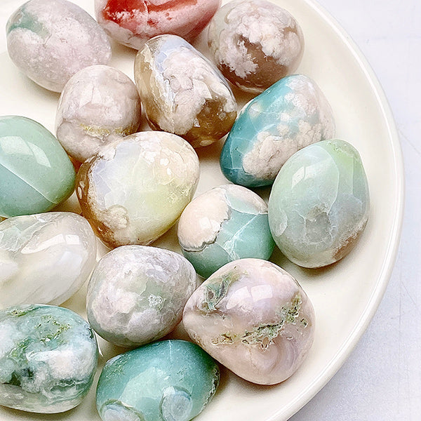 Beautiful Green Flower Agate Tumble