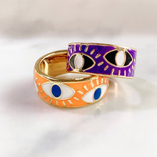 Load image into Gallery viewer, Stainless Steel Evil Eyes Open Enamel  Ring RA0002