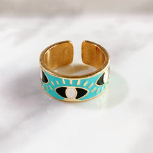 Load image into Gallery viewer, Stainless Steel Evil Eyes Open Enamel  Ring RA0002