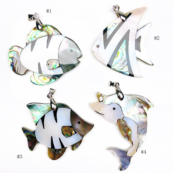 Beautiful Abalone Shell With Shell Pendant  （Leaf / Fish / Sea horse / Fox /Butterfly ）