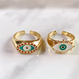 Stainless Steel Evil Eyes Enamel  Can Adjust Ring RC0004