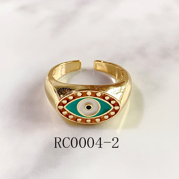 Stainless Steel Evil Eyes Enamel  Can Adjust Ring RC0004