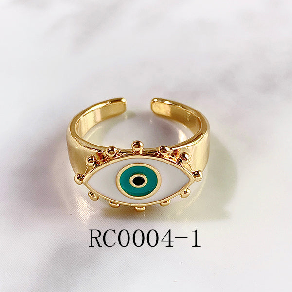 Stainless Steel Evil Eyes Enamel  Can Adjust Ring RC0004