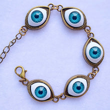 Load image into Gallery viewer, Stainless Steel Evil Eyes Resin Bracelet BC0015