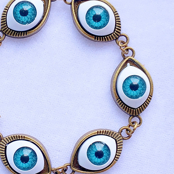 Stainless Steel Evil Eyes Resin Bracelet BC0015