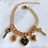 Stainless Steel Evil Eyes Heart Key Bracelet BD0002