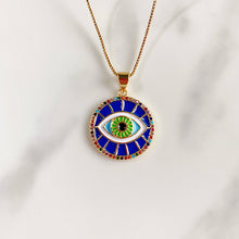 Load image into Gallery viewer, Stainless Steel Evil Eyes Enamel Pendant Zircon Necklace NA0052