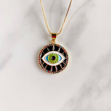 Load image into Gallery viewer, Stainless Steel Evil Eyes Enamel Pendant Zircon Necklace NA0052