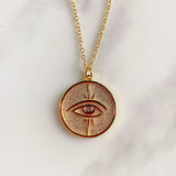 Stainless Steel Evil Eyes Pendant  Zircon  Necklace NA0054