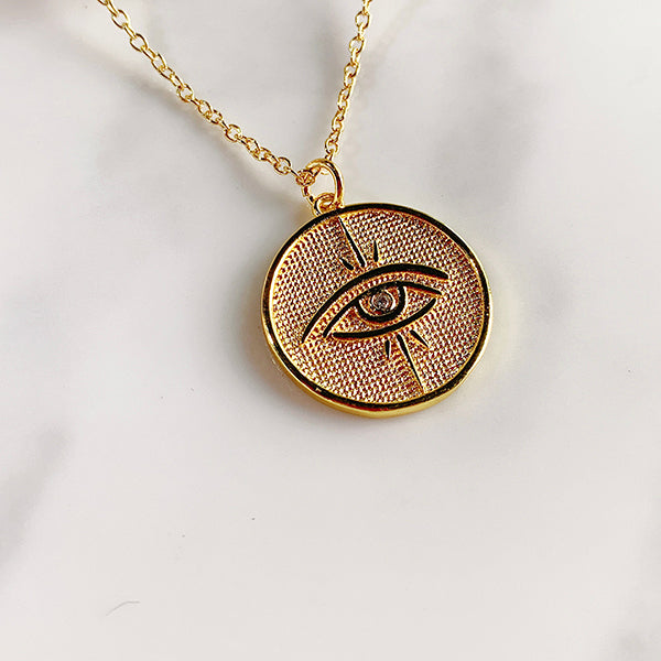 Stainless Steel Evil Eyes Pendant  Zircon  Necklace NA0054