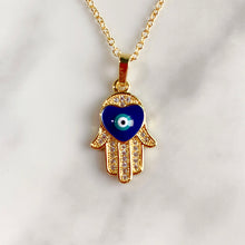 Load image into Gallery viewer, Stainless Steel Evil Eyes Pendant Zircon Necklace NA0055