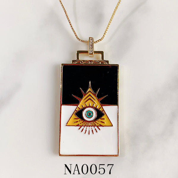 Stainless Steel Evil Eyes Pendant Necklace NA0057-58