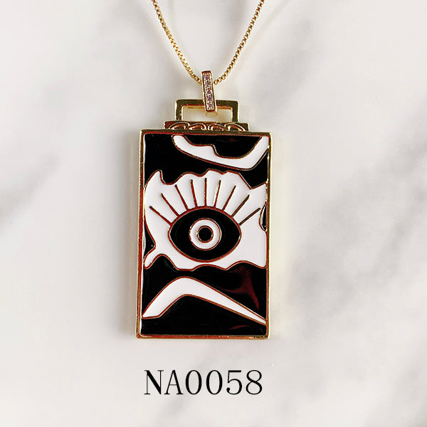 Stainless Steel Evil Eyes Pendant Necklace NA0057-58