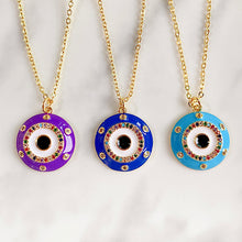 Load image into Gallery viewer, Stainless Steel Evil Eyes Enamel Pendant Zircon Necklace NA0059