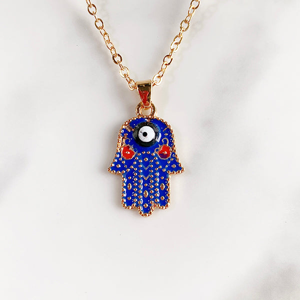 Stainless Steel Evil Eyes Pendant  Enamel  Necklace NC0031