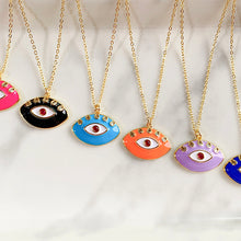 Load image into Gallery viewer, Stainless Steel Evil Eyes Enamel Pendant Zircon Necklace NC0032