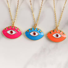 Load image into Gallery viewer, Stainless Steel Evil Eyes Enamel Pendant Zircon Necklace NC0032