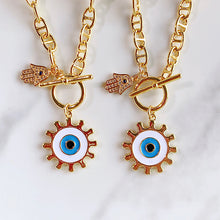 Load image into Gallery viewer, Stainless Steel Evil Eyes Enamel Pendant Necklace NB0024