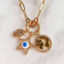 Load image into Gallery viewer, Stainless Steel Star Evil Eyes Pendant Zircon Necklace NB0025