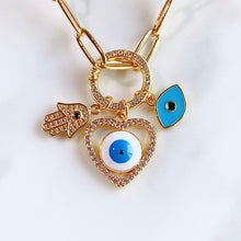 Load image into Gallery viewer, Stainless Steel Evil Eyes Heart Pendant Zircon Necklace NB0026