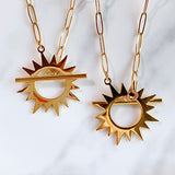 Stainless Steel Sun Pendant Necklace NB0036