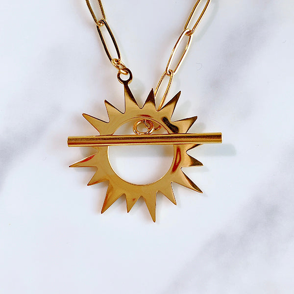 Stainless Steel Sun Pendant Necklace NB0036