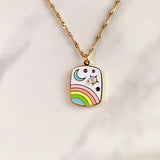 Stainless Steel Rainbown Moon Star Pendant Necklace NB0039