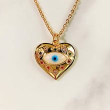 Load image into Gallery viewer, Stainless Steel Evil Eyes Pendant Shell Necklace NB0041