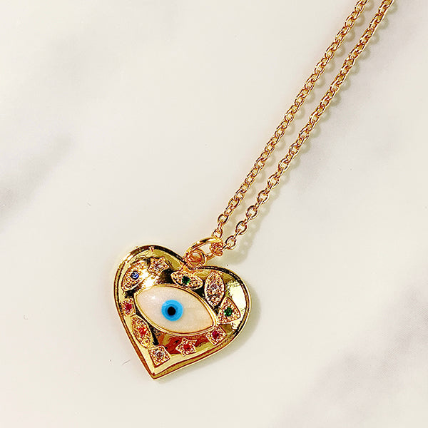 Stainless Steel Evil Eyes Pendant Shell Necklace NB0041