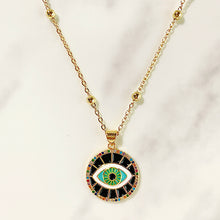 Load image into Gallery viewer, Stainless Steel Evil Eyes Enamel Pendant Zircon Necklace NB0043