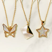 Load image into Gallery viewer, Stainless Steel Evil Eyes Zircon Butterfly Star Bag Pendant Shell Necklace NB0044