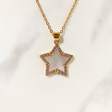 Load image into Gallery viewer, Stainless Steel Evil Eyes Zircon Butterfly Star Bag Pendant Shell Necklace NB0044