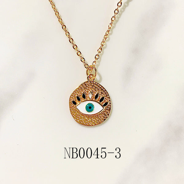 Stainless Steel Evil Eyes Pendant Zircon Necklace NB0045