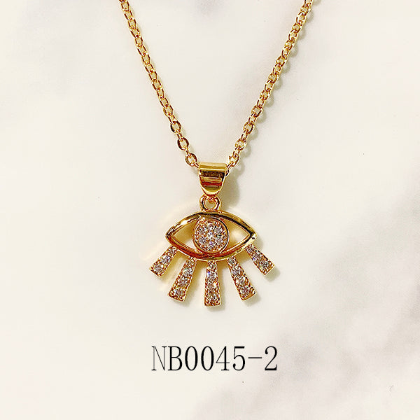 Stainless Steel Evil Eyes Pendant Zircon Necklace NB0045