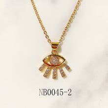 Load image into Gallery viewer, Stainless Steel Evil Eyes Pendant Zircon Necklace NB0045