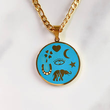 Load image into Gallery viewer, Stainless Steel Evil Eyes Elephant Pendant Necklace NB0046