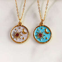 Load image into Gallery viewer, Stainless Steel Evil Eyes Enamel Sun Moon  Pendant Necklace NB0048