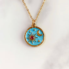 Load image into Gallery viewer, Stainless Steel Evil Eyes Enamel Sun Moon  Pendant Necklace NB0048