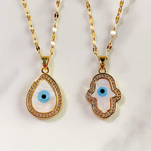 Load image into Gallery viewer, Stainless Steel Evil Eyes Zircon Pendant Shell Necklace NB0050-51