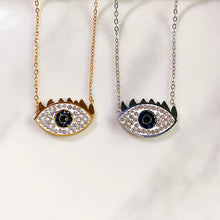 Load image into Gallery viewer, Stainless Steel Evil Eyes Pendant Zircon Necklace NB0054